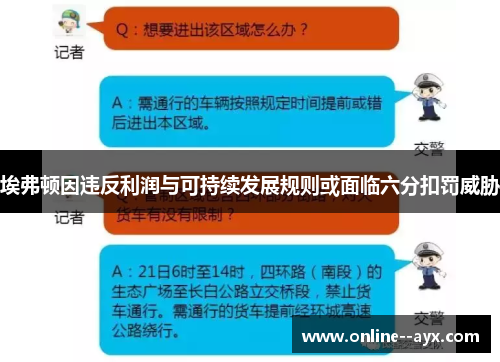 埃弗顿因违反利润与可持续发展规则或面临六分扣罚威胁 埃弗顿因违反利润与可持续发展规则或面临六分扣罚威胁