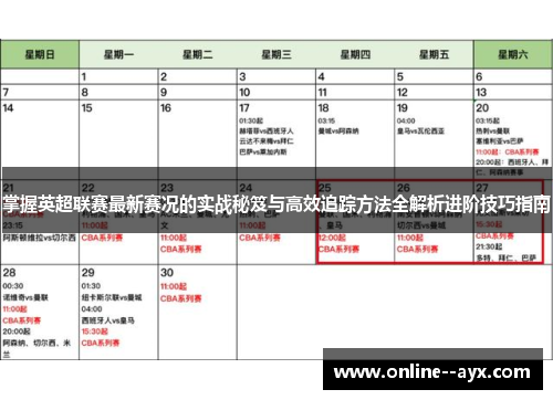 掌握英超联赛最新赛况的实战秘笈与高效追踪方法全解析进阶技巧指南